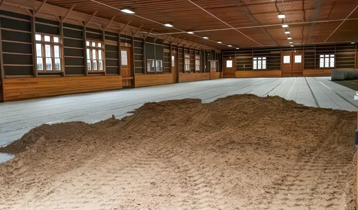 Arena footing on EBUS cushion mats